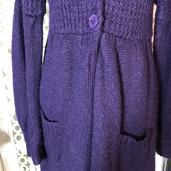 Dark purple small/medium button up long sweater - Picture 5 of 6